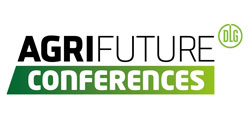 Logo of AgriFuture Conferences with black and green lettering on a white background, and a round DLG logo on the right.