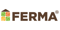 FERMA trade fair logo with icons of dairy cow, pig, chick, and bull head.
